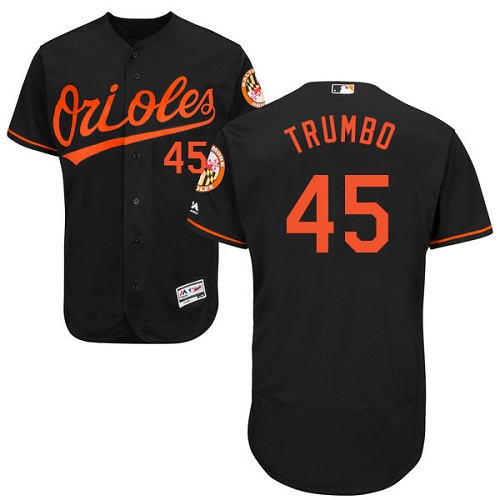 Orioles #45 Mark Trumbo Black Flexbase Authentic Collection Stitched MLB Jersey